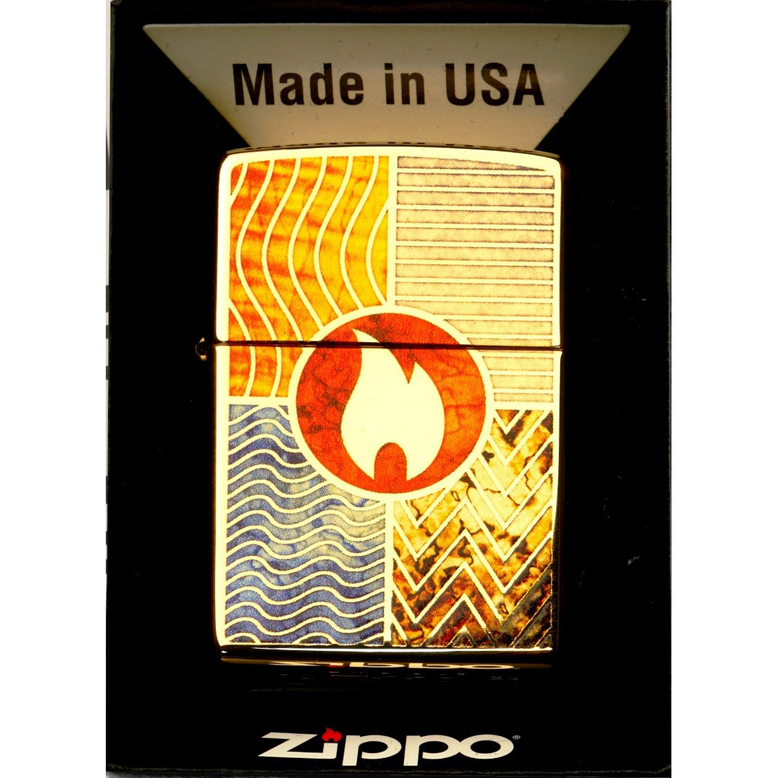 Zippo Accendino A Benzina Regular 49115 - Multicolor Nero Game, Antivento, Made In USA, Ricaricabile, In Scatola Regalo