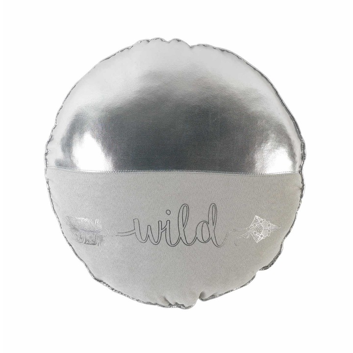 Douceur D'Interieur díszpárna, vad, 40 cm, pamut/poliészter, ezüst