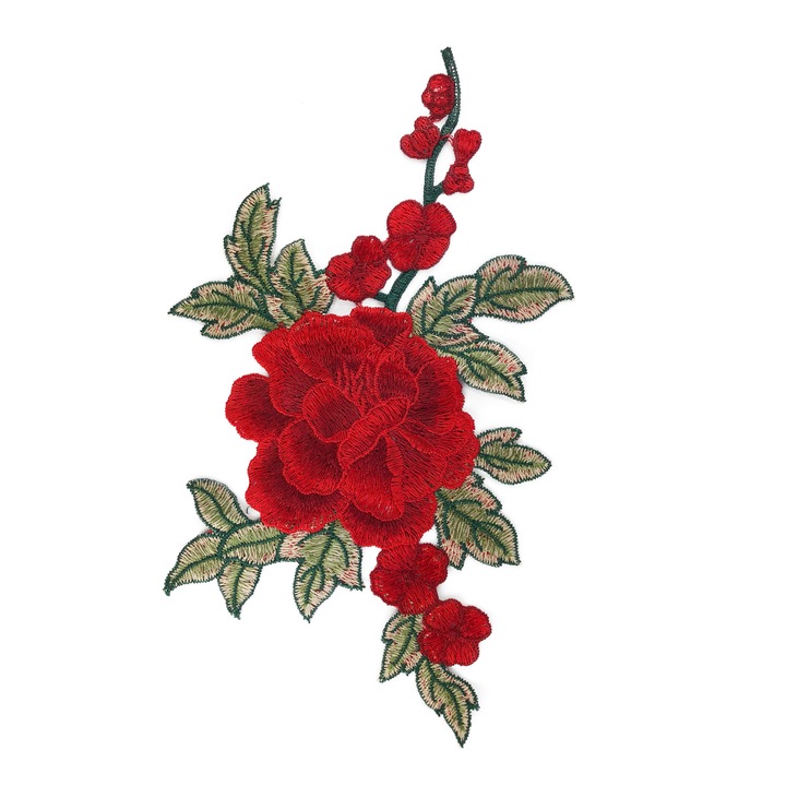 Petic pentru imbracaminte, Little Angel, Trandafir, Textil, 14 x 24 cm, Verde/Rosu