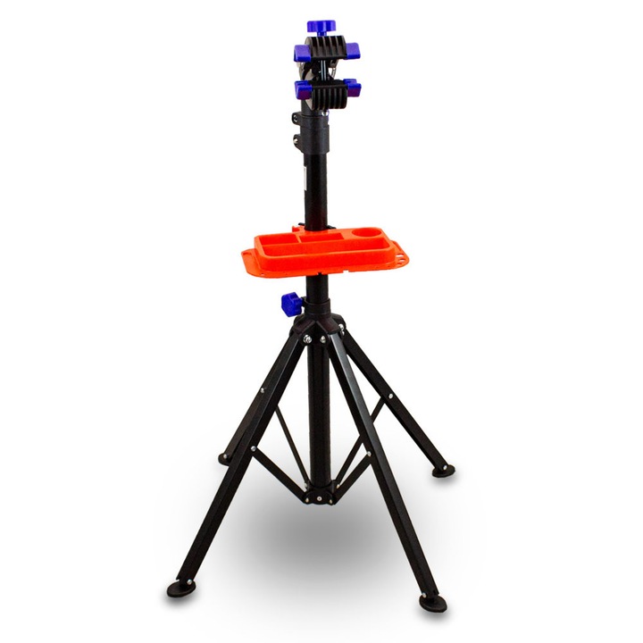 Стойка за ремонт на велосипеди с държач за инструменти, сгъваема