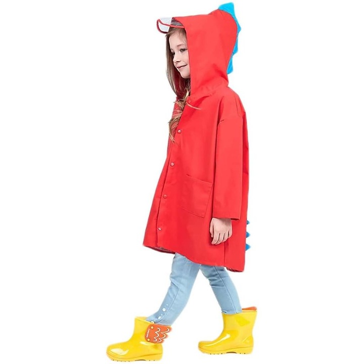 Pelerina de ploaie pentru copii, EVA, Rosu, 100-110 CM