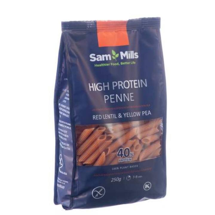 Penne Proteice din Linte si Mazare Galbena, Sam Mills, 250g, Fara Gluten