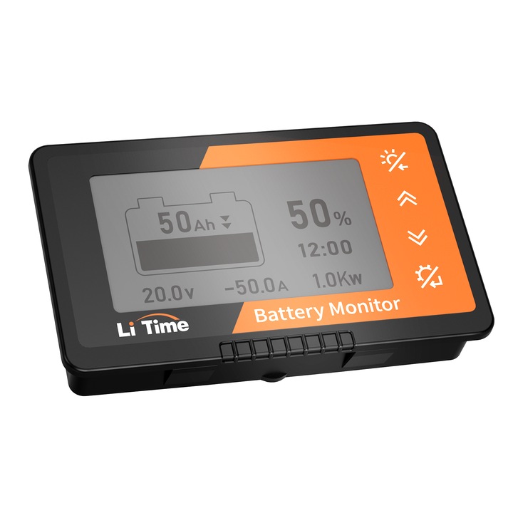Комплект за наблюдение на батерията LiTime, 8V-120V 500A, LCD екран с осветление, Звукова аларма, 100x61x18 мм