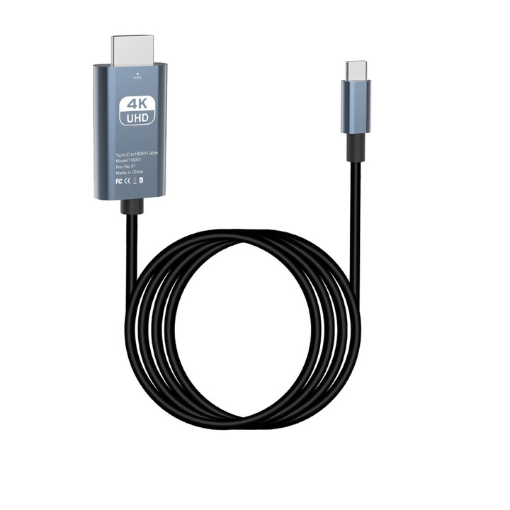Кабел за адаптер, USB-C/HDMI 4K 60Hz, 2 м, черен/сребрист