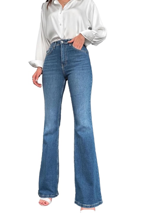 Дамски дънки BIG Ty flared, с висока талия и класическа кройка, Светлосин