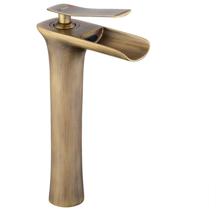 Rea Laguna Antique ретро смесител за мивка, златен мат, месинг, 9x28 см