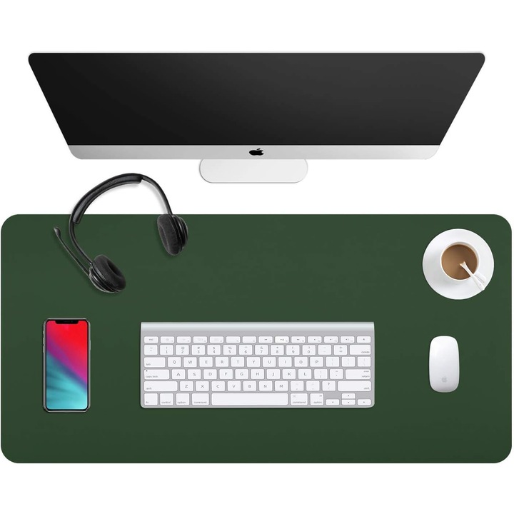 Set Protectie Birou din Piele PU, Rezistent la Apa si Caldura, Antiderapant, Verde, Mare