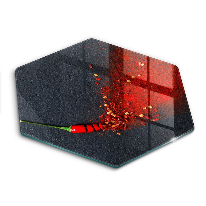 Tocator de bucatarie, Wallfluent, din sticla, h40 cm, Ardei iute, Gri, 010010520090000027560