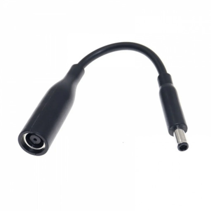 Adapter kábel DELL laptop töltőhöz 7,4x5 mm-től 4,5x3 mm-ig, 15 cm, fekete