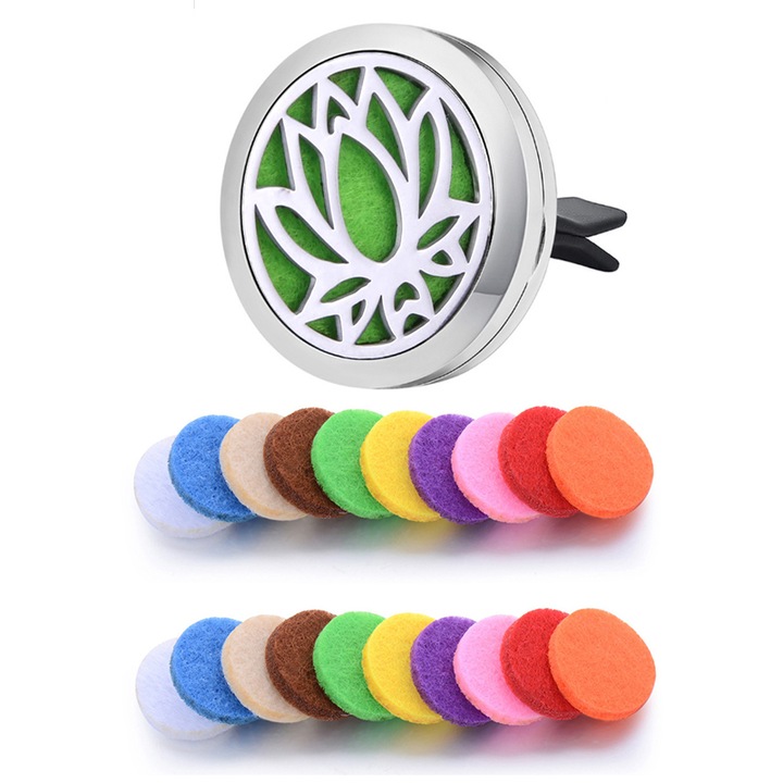 Set difuzor de uleiuri esentiale auto, Amelioreaza stresul, Improspateaza aerul, 4×4 cm