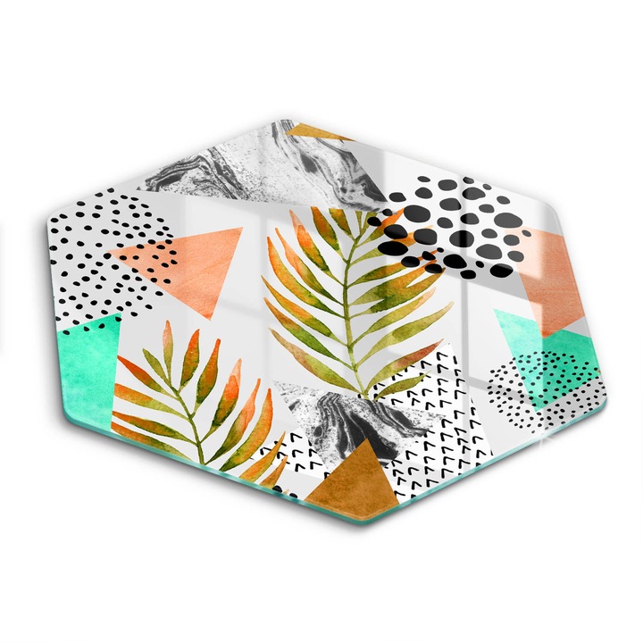 Üveg vágódeszka, Wallfluent, A Boho lista modellje, h40 cm, Kék