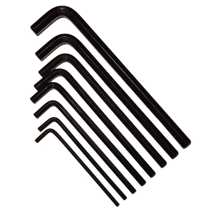 Set 8 chei imbus hexagonale tip L, Otel CR-V, 7, 8, 10, 12, 13, 14, 17, 19 mm, husa textil inclusa