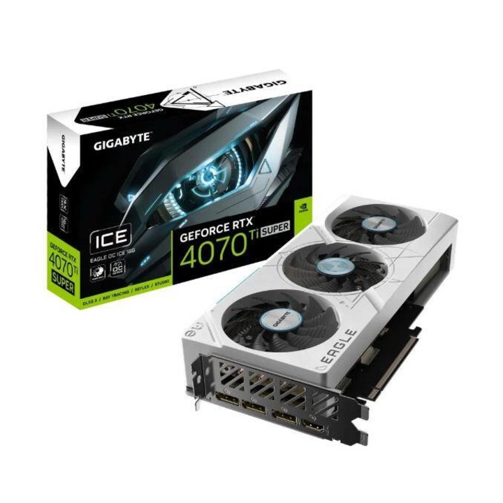Placa Video Gigabyte GeForce RTX 4070 Ti SUPER EAGLE OC ICE 16GB GDDR6X 256-bit DLSS 3.0