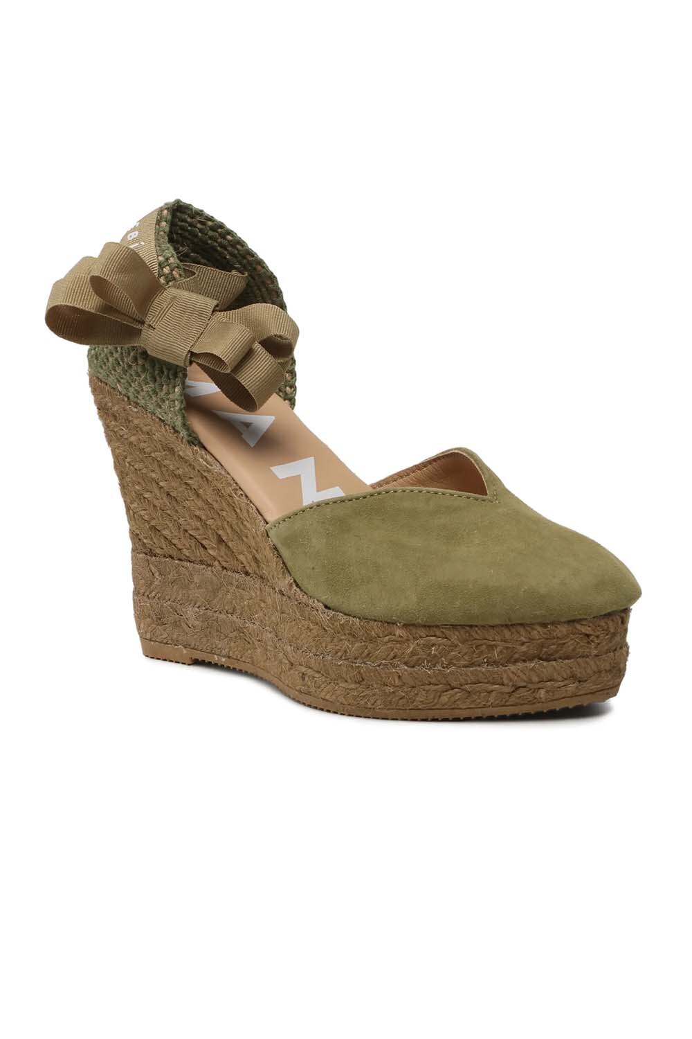 Espadrilles Femme Gaimo Copita Kaki | Semelle Jute 5.2cm - Suède Et Daim - Fabriqué En Espagne