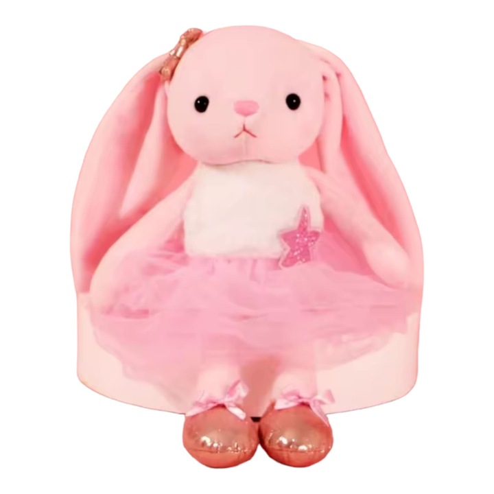 Плюшена играчка, Зайче Балерина, Malvys®, Розово, 35 см