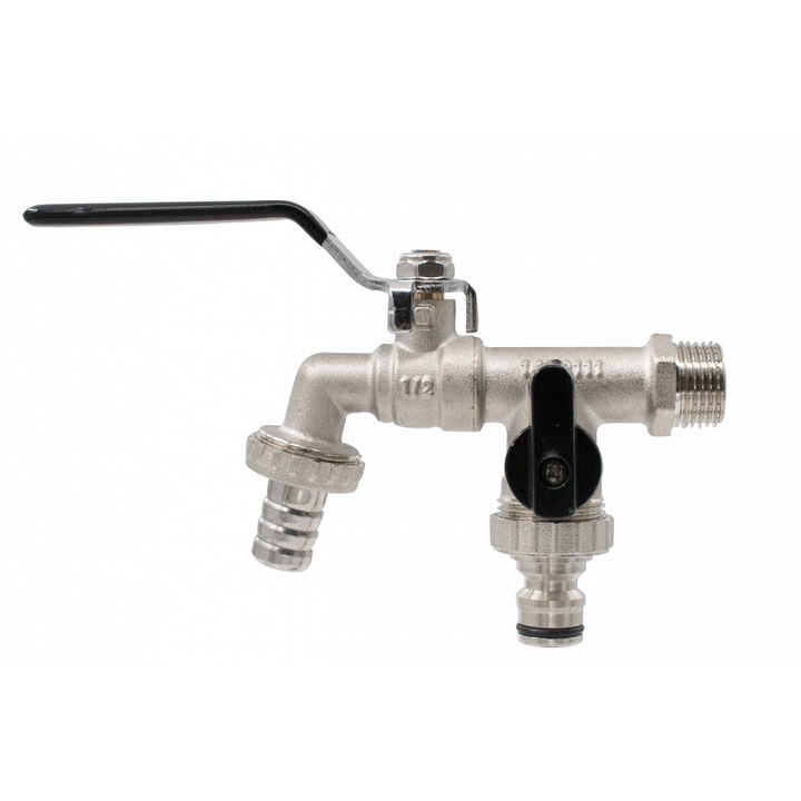 Robinet dublu serviciu cu doua iesiri 1/2"