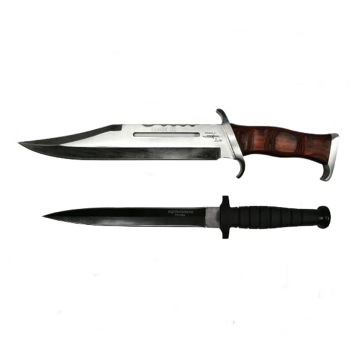 Set Cutit de vanatoare cu doua taisuri si baioneta Rambo, DEPOX®, Teaca inclusa