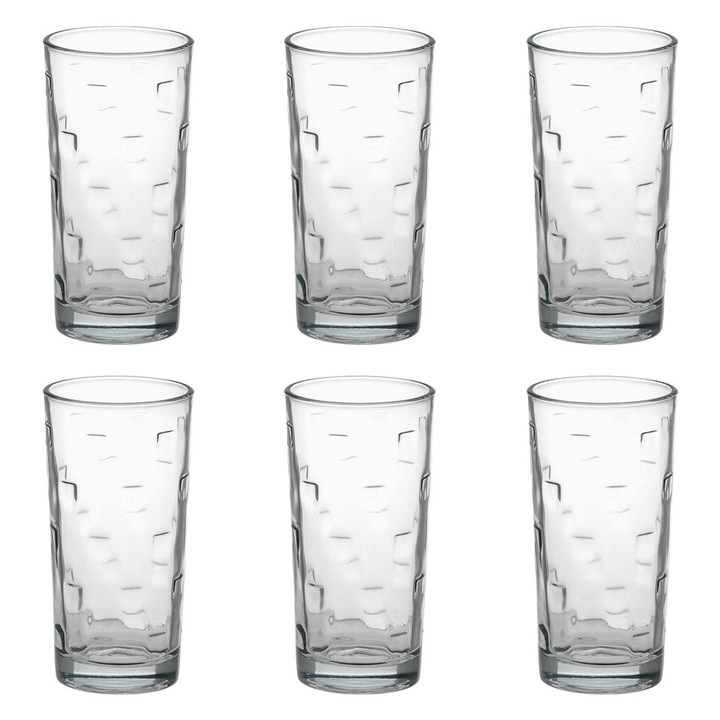 Прозрачни стъклени чаши с релефна шарка 250мл - 6бр