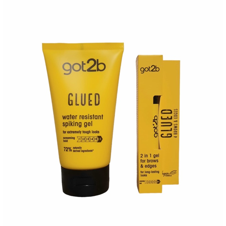Pachet: Gel pentru par, rezistent la apa, got2b Glued, 150 ml + Gel Got2b pentru stilizarea si fixarea sprancenelor si firelor rebele de par 2in1 16 ml