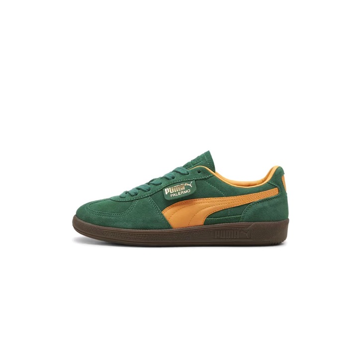 Tenisi barbati, Puma, Palermo 396463 05, Piele intoarsa, Verde/Portocaliu, Verde/Portocaliu