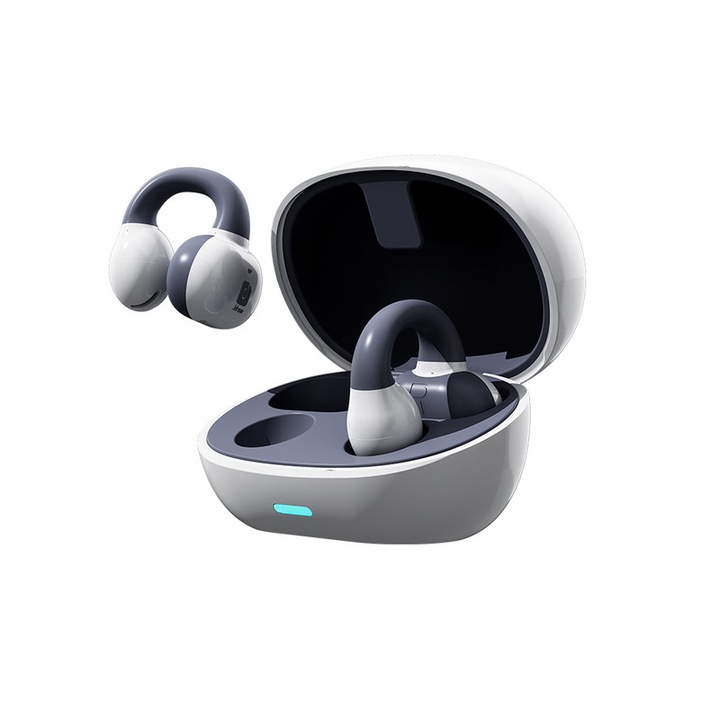 Bluetooth слушалки OWS5, бяло/сиво