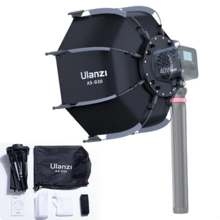 Softbox nyolcszögletű 30cm ráccsal és mini Bowens rögzítéssel, Ulanzi AS-D30