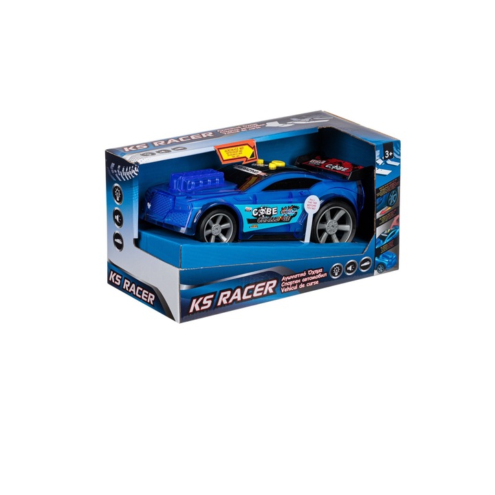 Versenyautó, kék, fényekkel és hanggal