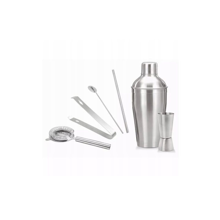Set shaker pentru bar, 6 elemente, inox, argintiu, Kinghoff