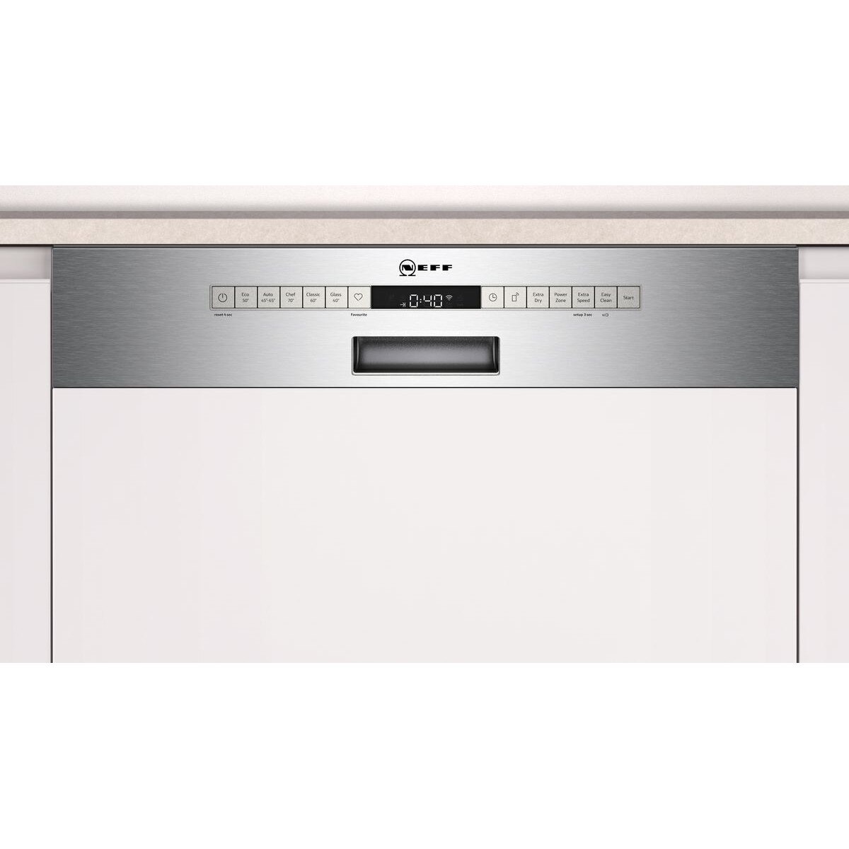 Masina De Spalat Vase Semi-Incorporabila Neff S145HTS15E, 60 Cm, 12 Seturi, Clasa E, 6 Programe, Inox