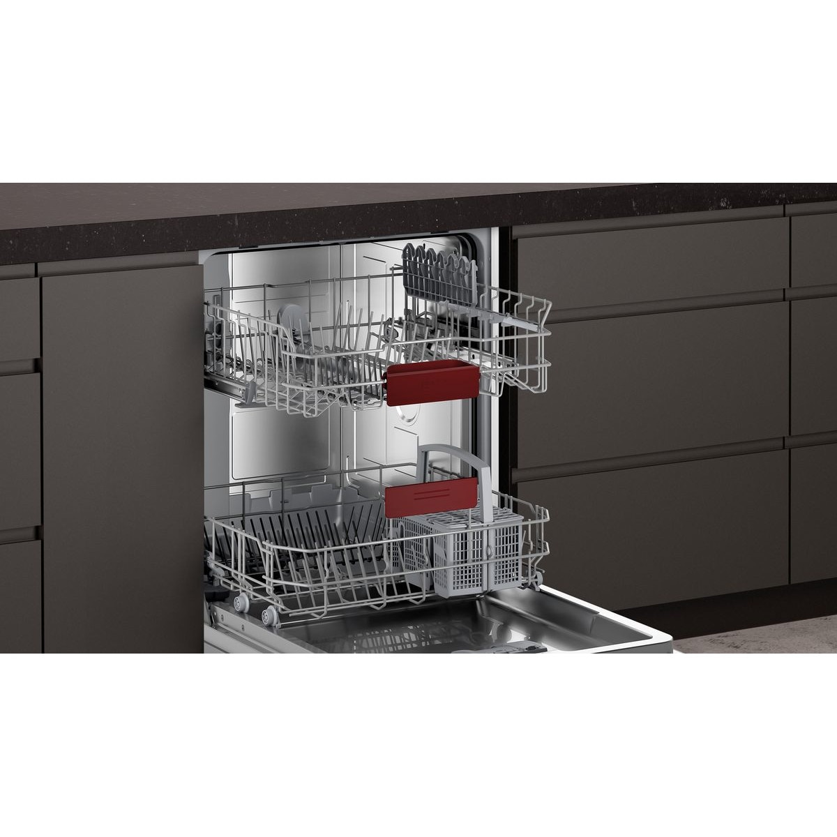 Masina De Spalat Vase Semi-Incorporabila Neff S145HTS15E, 60 Cm, 12 Seturi, Clasa E, 6 Programe, Inox