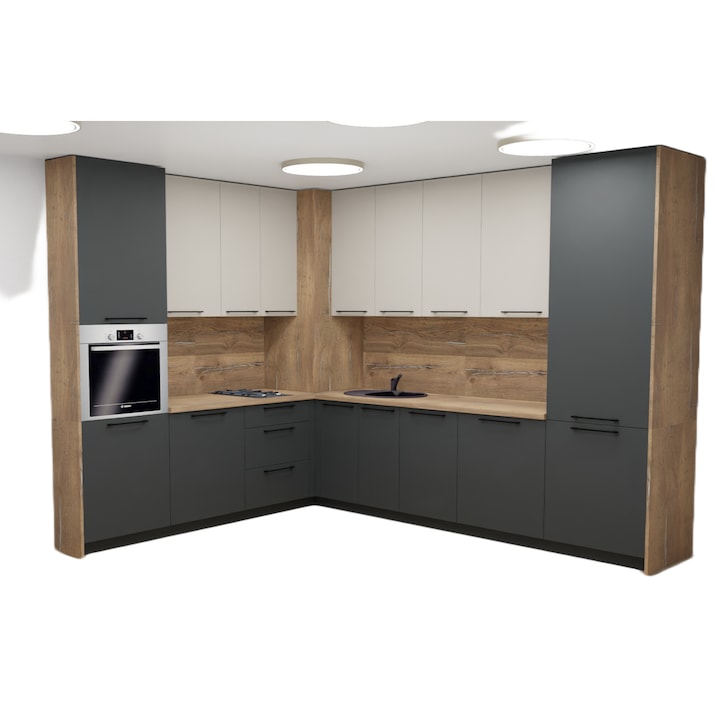 Комплект мебели за кухня Morato Greywood, 200х250х248, MDF, Многоцветен