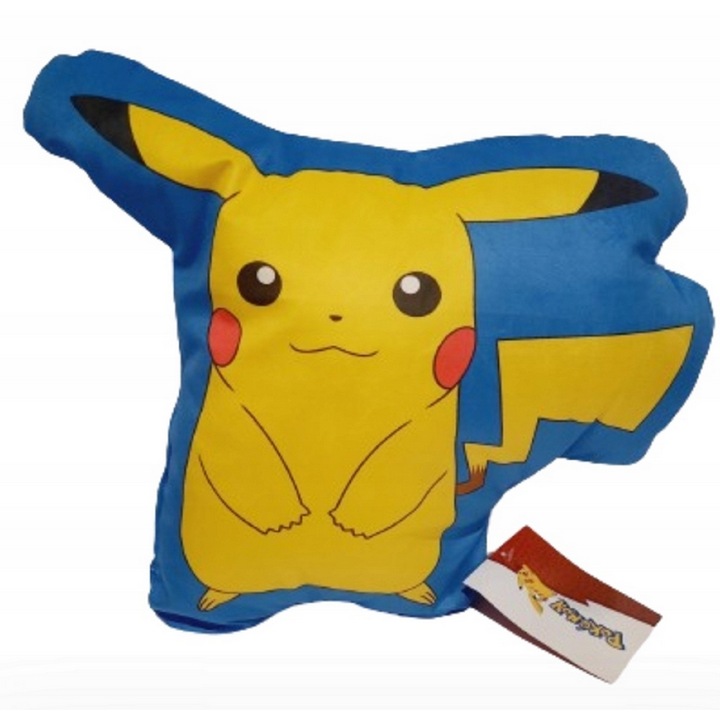 Perne decorative Carbotex, Pikachu Pokemon, microfibra, 39x33x20cm