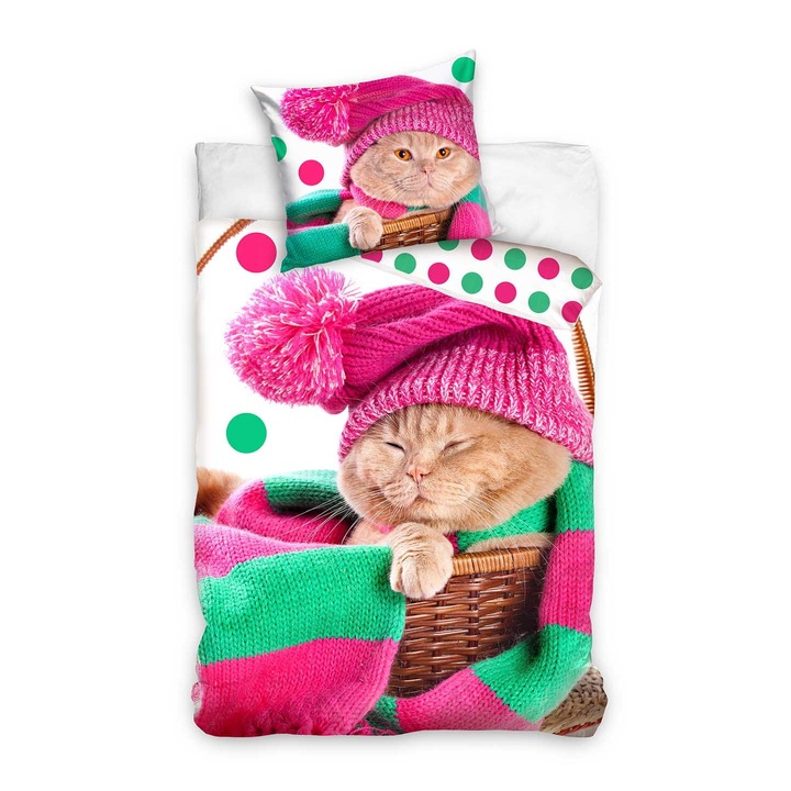 Lenjerie de pat Carbotex, Bumbac, 140x200 cm, Multicolor