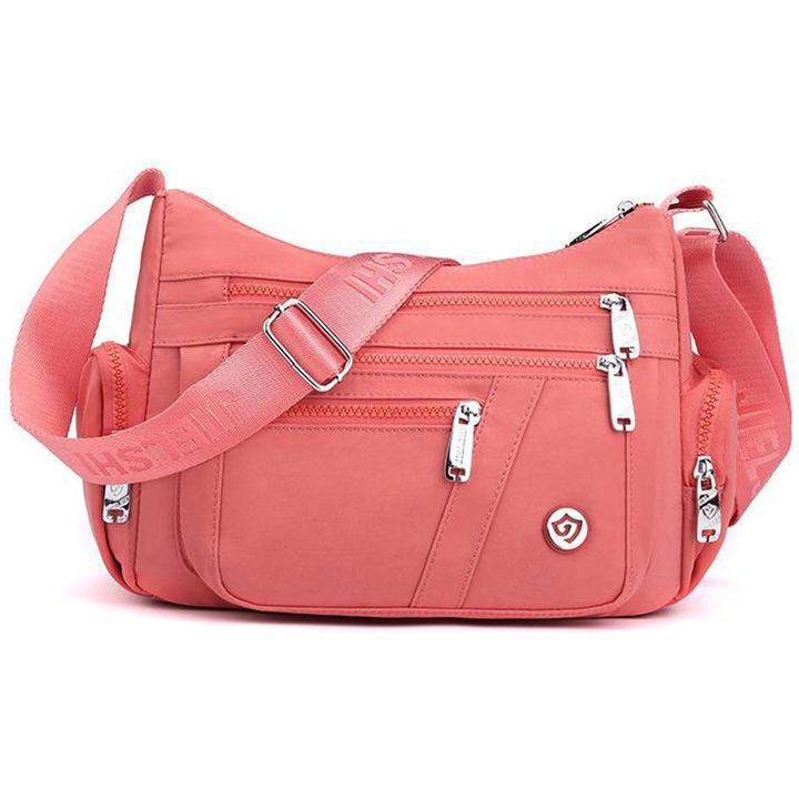 Umar női táska, fólia, 9 cipzáras zseb, kereszttest, több rekeszes, utazótáskákhoz, 28x22x10 cm, Rózsaszín, 28 x 22 x 10 cm