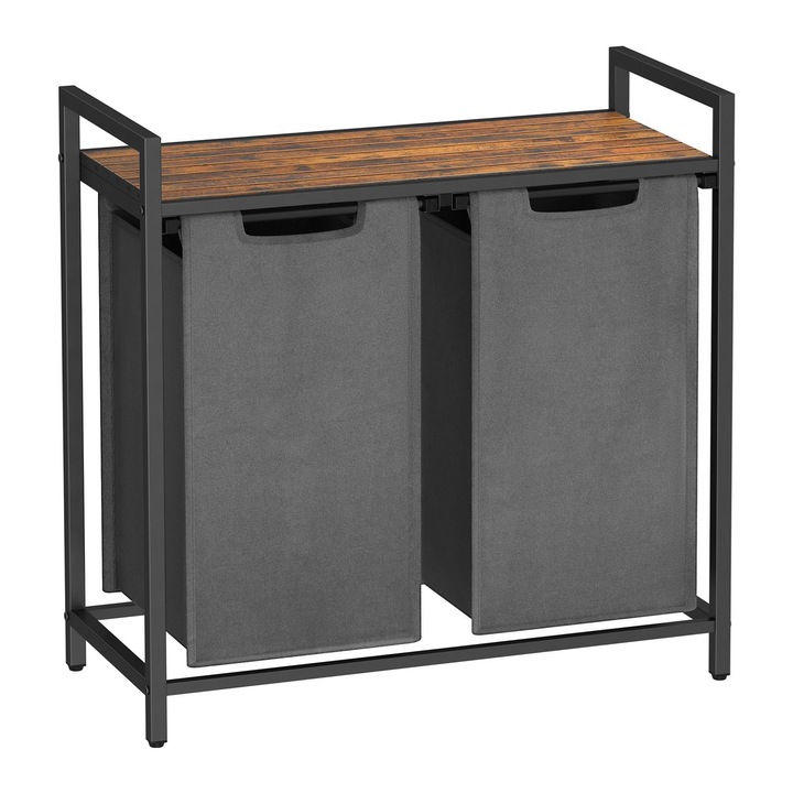 Cos de rufe Begryf, Stofa/Metal, Negru/Maro, 92 L