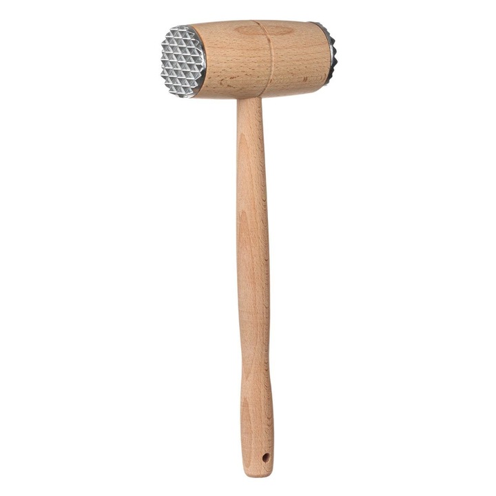 Ciocan Carne, Lemn, 29 cm, Cap Metalic, Culoare Naturala
