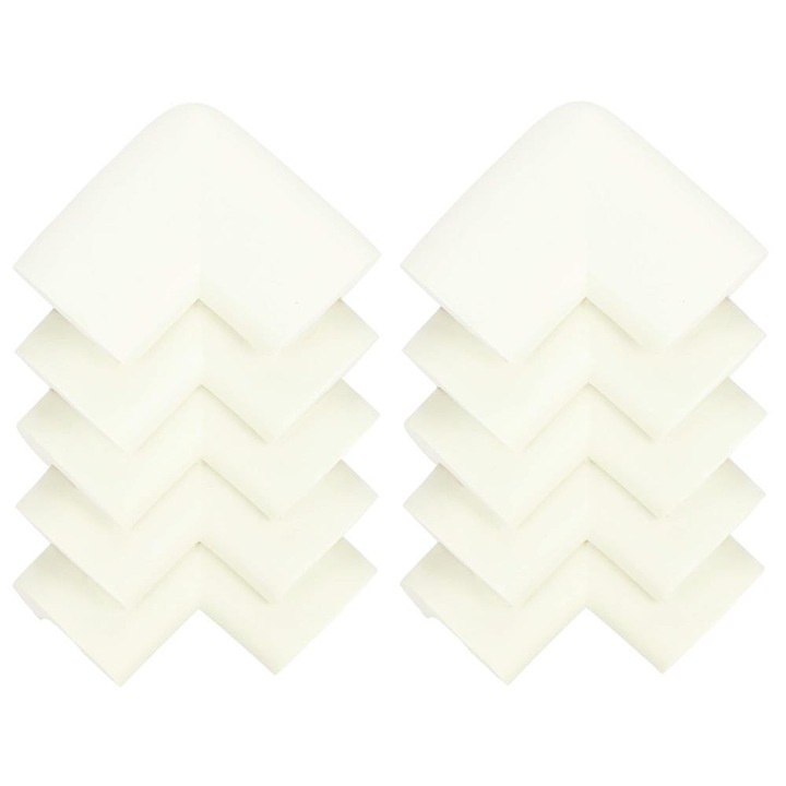 Set 10 protectii colturi pentru siguranta copii, 60x35mm, spuma EPE, crem
