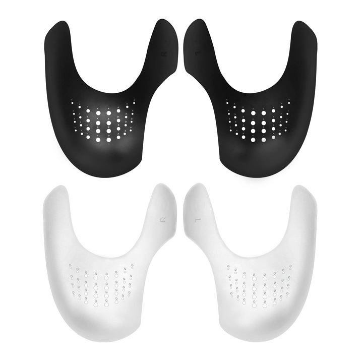 Set 4 bucati protectie anti-cute pentru incaltaminte, enkourakoko®, pentru pantofi sport pantofi casual pantofi din piele, unisex, Alb/Negru