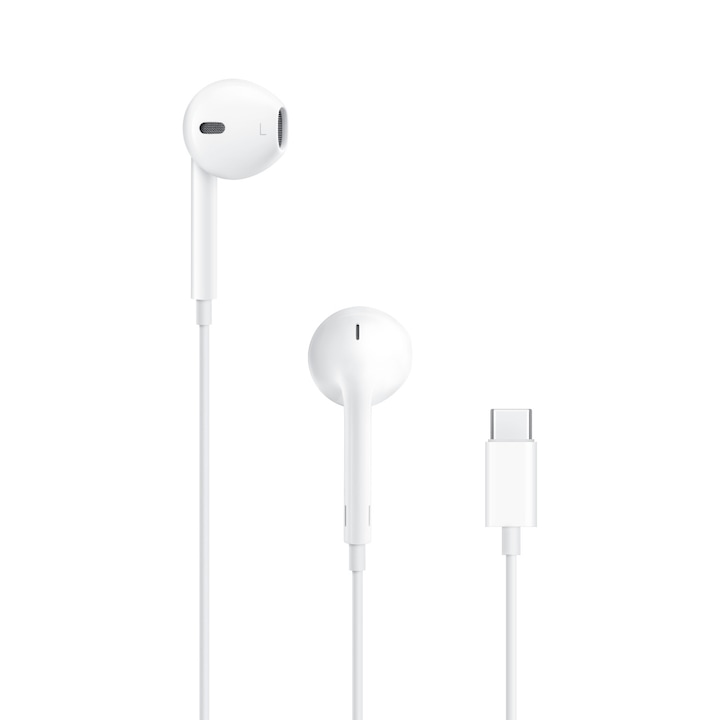 Casti cu fir In-Ear Apple, conectivitate USB-C, cu microfon si buton control volum, Alb