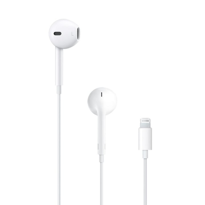 Vezetékes Apple In-Ear fülhallgató, Lightning csatlakozás, mikrofonnal és hangerőszabályzó gombbal, fehér