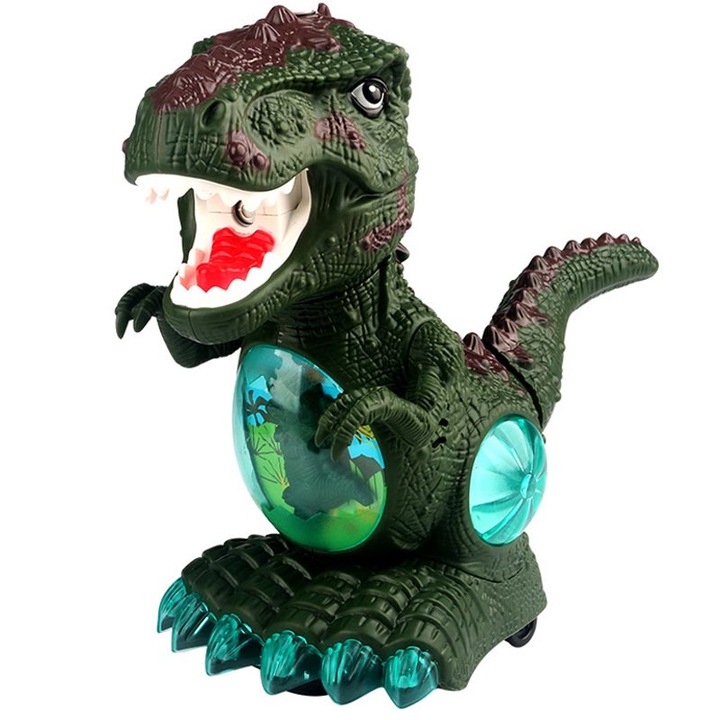 Електрическа играчка динозавър, oein, водна мъгла, светлина и звук, 3 години+, зелен