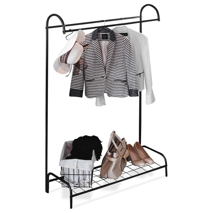 Suport Pentru Haine, Vilde, 85x35x147 cm, Metal, Negru/Maro