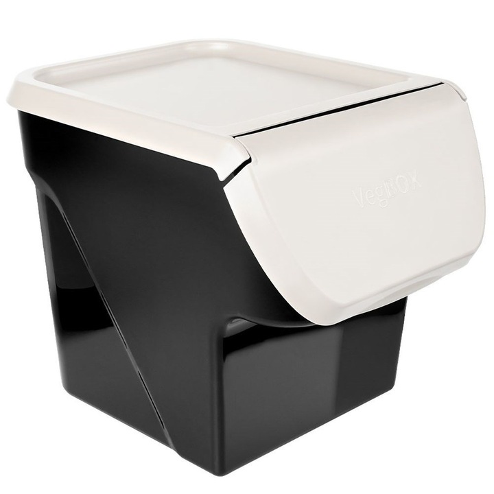 Cutie Pentru Fructe/Legume, Vilde, 13 l, Plastic, Negru/Alb