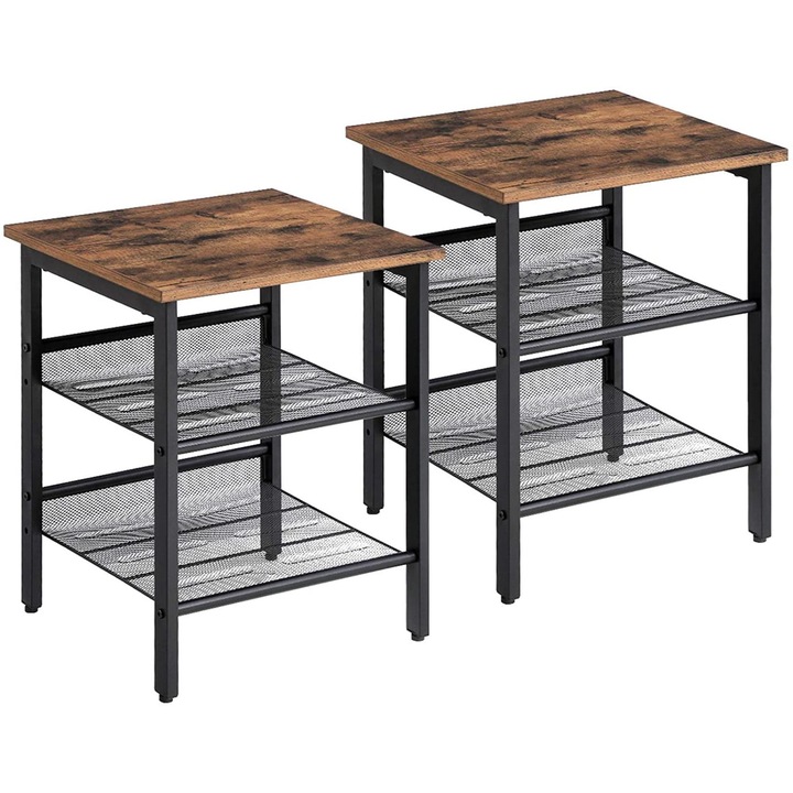 Set 2 masute de cafea, BEGRYF, PAL/Metal, 40x40x50cm, Maro