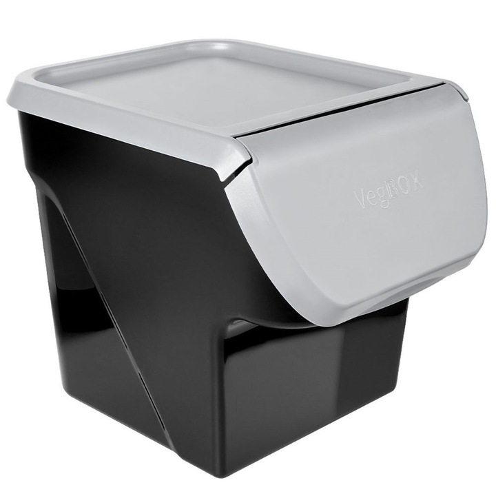 Cutie Pentru Fructe/Legume, Vilde, 13 L, Plastic, Negru/Gri