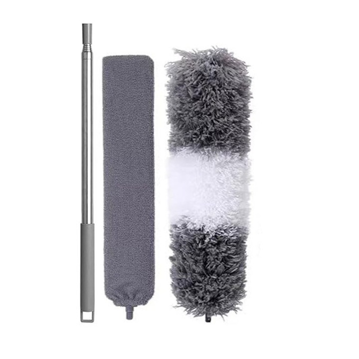 Pamatuf 2in1, JENUOS®, Pentru Curatat Praful, Maner Extensibil Pana la 240 cm, Otel Inoxidabil, microfibra, Pentru locuri greu Accesibile