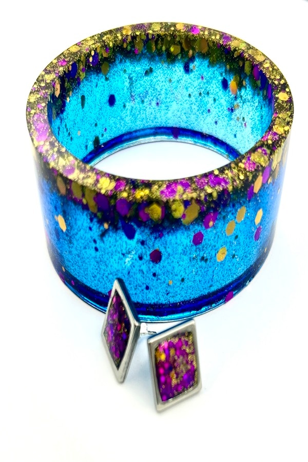 Set Bijuterii, UNICAT, Handmade, Ma Bijoux, Goldish Blue