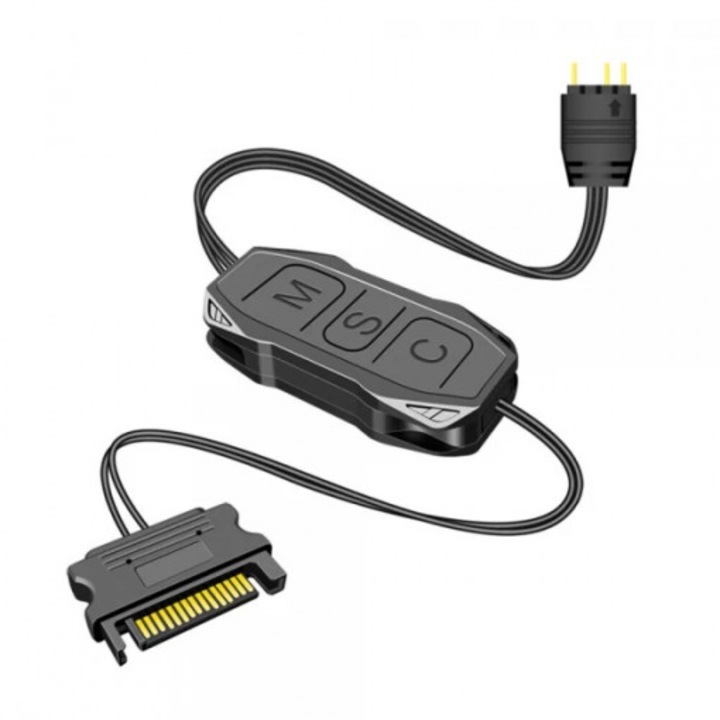 Mini fan controller 5V 3-Pin ARGB - SATA, pentru ventilatoare PC, negru