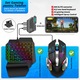 Kit Gaming Telefon cu Tastatura Iluminata 39 taste One Hand si mouse, Iluminare Rainbow, Video Game Combo, Suport Telefon Inclus, Wireless Mix SE cu Inteligent Spray Control, Compatibil Android, Mouse Gaming 1600/2400/3200 DPI, RGB, Negru