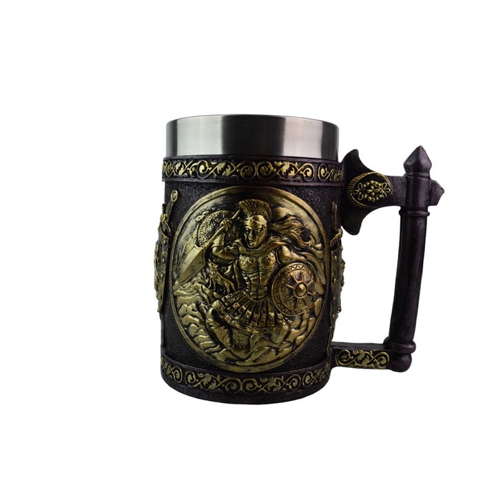 Középkori söröskorsó, 500 ml, kézzel festett, spártai